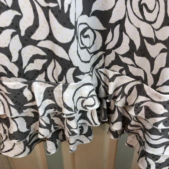 Womens MSK Small Oscar Sequins Floral Halter Style Ruffle Dress Grey & White S - Picture 8 of 12